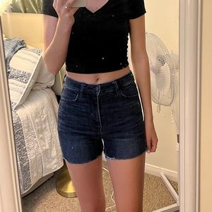 American Eagle high rise midi jean shorts